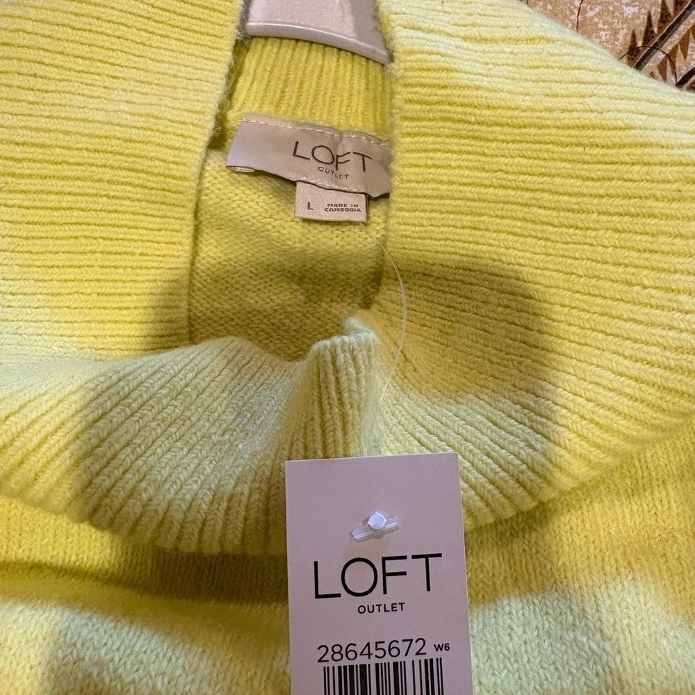 Ann Taylor Loft yellow and white striped sweater women’s L NWT - Picture 6 of 12